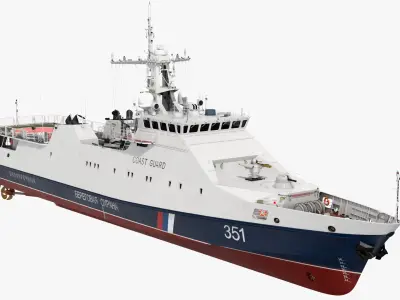 Russian Coast Guard Ship 22460 Okhotnik Rigged 3D model