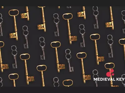 Medieval Keys Set 02 AR low-poly 3D model Low-poly 3D model