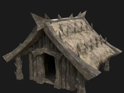 ORC ORCISH BARBARIAN HUNTER CAMP HOUSES TENTS COLLECTION Low-poly 3D model