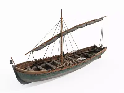 Ancient connecting sailboats for maritime vehicles 3D model