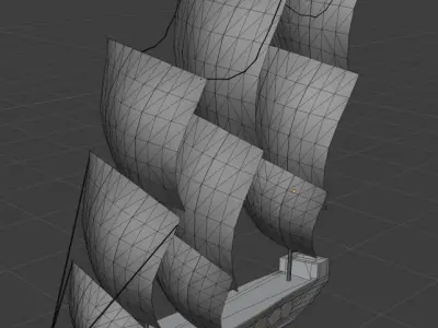 Low Poly Pirate Ship Low-poly 3D model