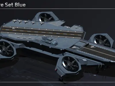 Flying Aircraft Carrier Low-poly 3D model