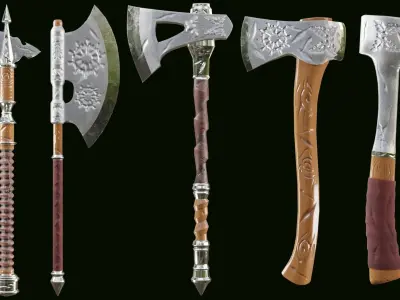 PBR AXE PACK 01 Low-poly 3D model