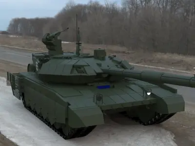 Clean T90MS Main Battle Tank Low-poly 3D model