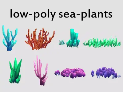 seaweed coral underwater plant aquatic  Low-poly 3D model