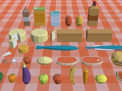 FLAT POLYS - Kitchen props Low-poly 3D model