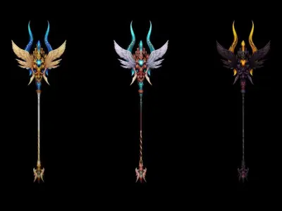 Angel Scepter Low-poly 3D model
