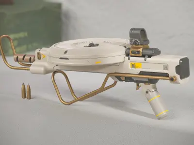 Futuristic Mini LMG Weapon PBR Low-poly 3D model