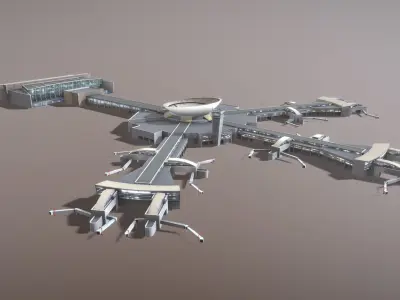 Airport Terminal LLBG Terminal3 Ben Gurion Airport Low-poly 3D model