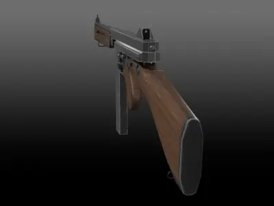 M1A1 Thompson Submachinegun Low-poly 3D model