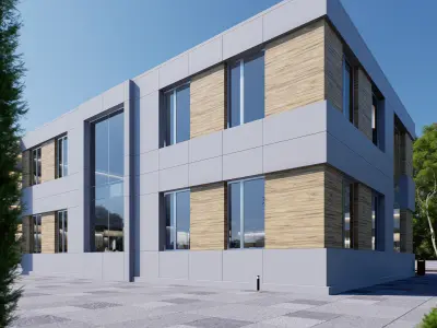 Commercial building Low-poly 3D model