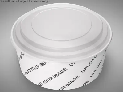 Paper Food Bowl with Clear Lid for Soup for Salad 50 Oz 1500 ml Mockup 3D model
