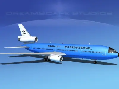 Douglas DC-10 Braniff 3D model