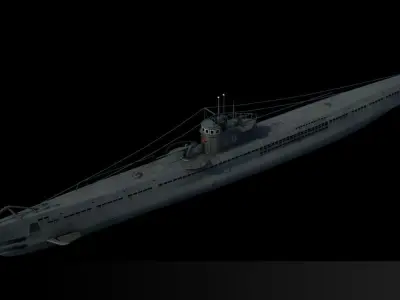Soviet submarine S-13 C-13 1945 Low-poly 3D model