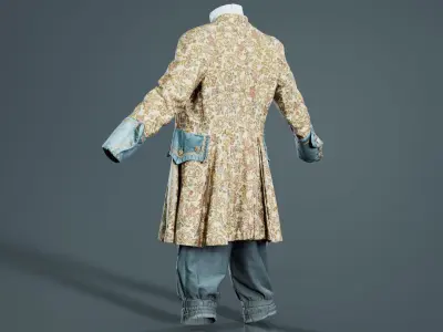 Flower Decorated Historic Costume Low-poly 3D model