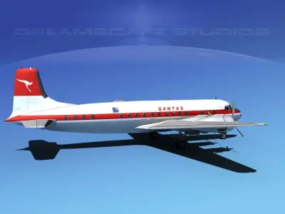 Douglas DC-7B Qantas 3D model