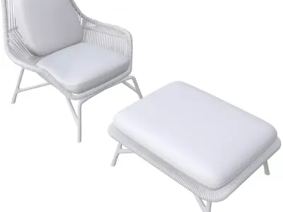 Minotti Prince Cord outdoor armchair and Ottoman 3D model