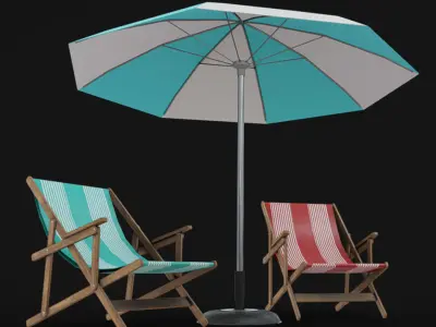 Beach Chairs Low-poly 3D model