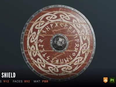 Viking Shield - Game Ready PBR Asset Low-poly 3D model get