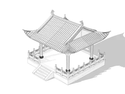 Traditional Chinese Opera Stage Low-poly 3D model