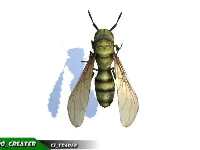 Low-Poly Honey Bee Rigged Animated 3d model Low-poly 3D model