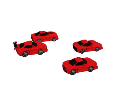 Low Poly Sports Car Pack 4 Models Stylized Racing Vehicle Set Low-poly 3D model