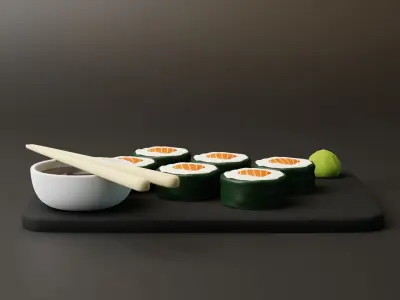 Stylized Cartoon Sushi Low-poly 3D model