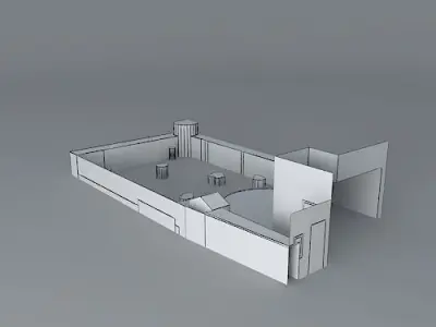 Low maintenance rear garden with curved deck Free 3D model