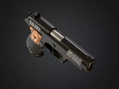 Classic Metal Pistol Low-poly 3D model