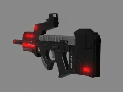 Sci-fi Submachine Gun Weapon 3d Model Low-poly 3D model