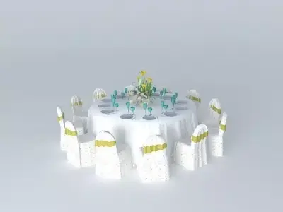 Feast table and chair Free 3D model