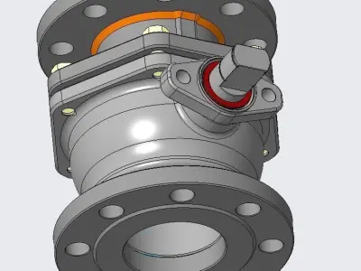 Stainless Steel Flange Ball Valve 3D model