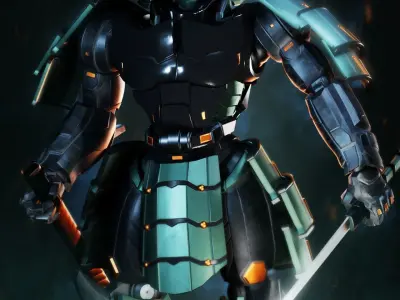  Samurai Robot asset Low-poly 3D model