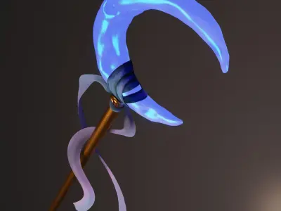 Magic staff Low-poly 3D model
