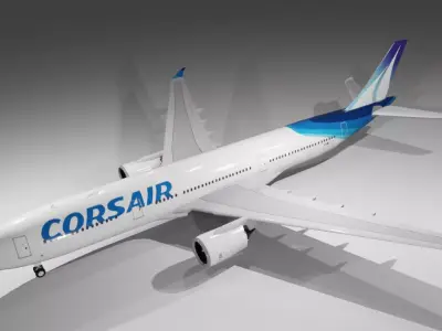 Corsair airbus a330-900neo model with cockpit Low-poly 3D model