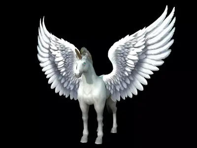 Winged Horse Pegasus 3D Model   Low-poly 3D model