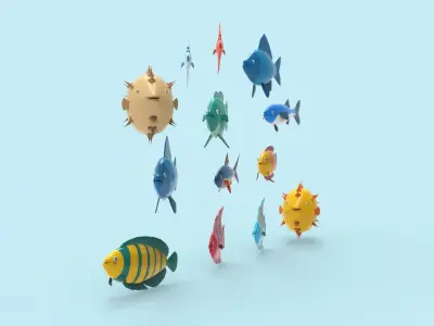 Fish Sea Collection 6 low poly Low-poly 3D model