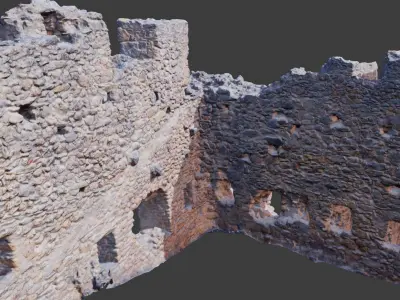 Castle Castle Wall ruins PBR Scanned Low-poly 3D model