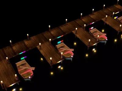 Autodesk Maya  Modelling Texturing And Lighting Of Dock  Low-poly 3D model