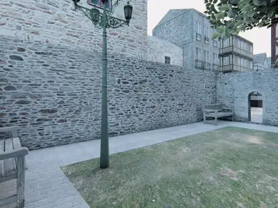 Old European City Square Historic Architecture Low-poly 3D model