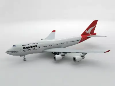 Boeing 747-400 Airliner - Qantas Airlines Low-poly 3D model
