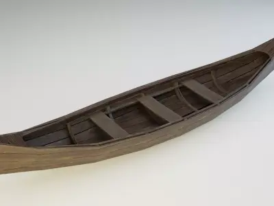 Low Poly Boat viking canoe Low-poly 3D model