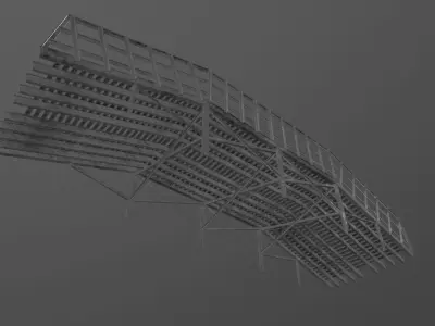 Estacade metal ramp Low-poly 3D model