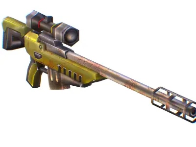 LowPoly Cartoon Sci-Fi Sniper Rifle Future Low-poly 3D model