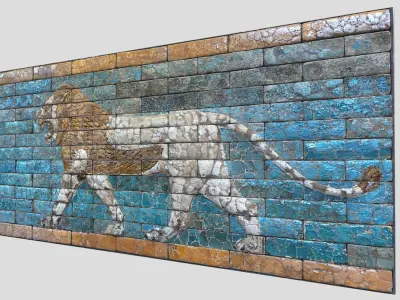 Babylonian lion-relief- Ishtar Gate Low-poly 3D model