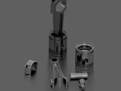 Piston model cnc machined rods Free 3D model