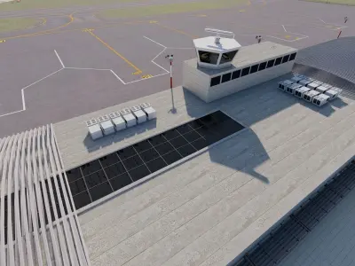 International Airport with Interior and Landscape 3D model