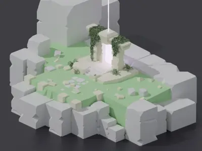 Ancient Portals - Ancient environment PART2 Low-poly 3D model