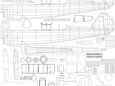  Curtiss P40-E Aircraft WWII Low-poly 3D model
