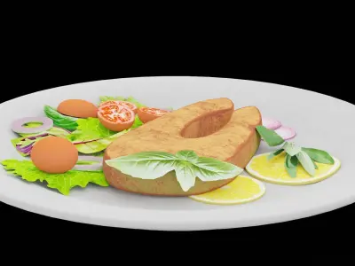 Fish With Vegetables Low-poly 3D model